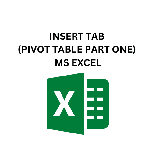 10.INSERT TAB (PIVOT TABLE PART ONE) MS EXCEL